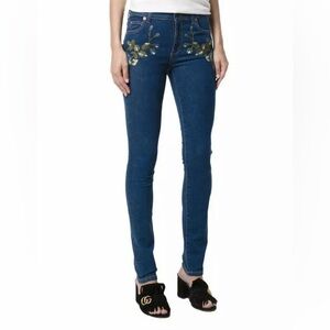 GUCCI floral bloom embroidered jeans